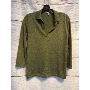 Neiman Marcus Cashmere Long-Sleeve Polo Sweater Size S